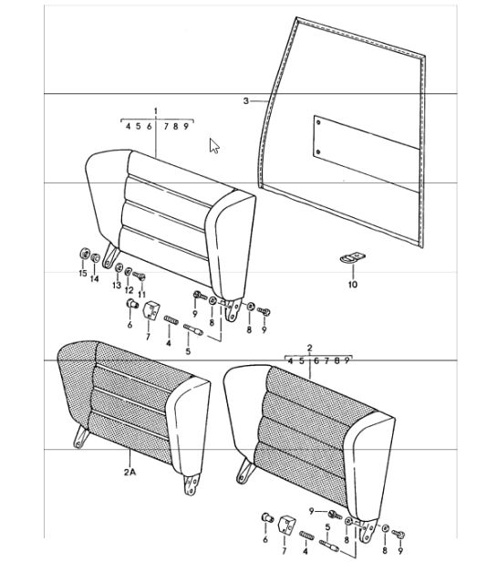 back seat backrest 911 1984-86 CABRIO