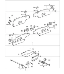 glove compartment sun visors 911 1984-86