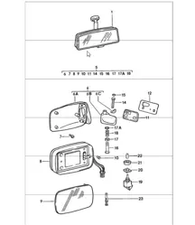 binnenspiegel, buitenspiegel 911 1984-86