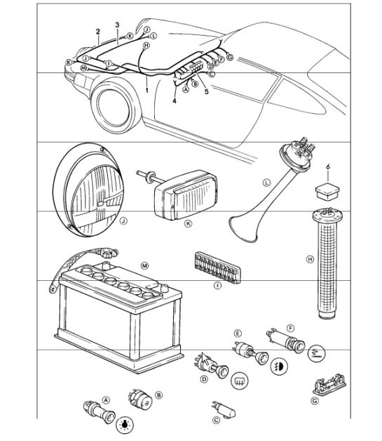 wiring harnesses: FRONT luggage compartment 911 1984-86