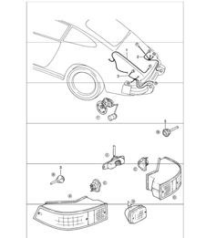 faisceaux électriques : lampe compartiment moteur, feu arrière 911 1984-86