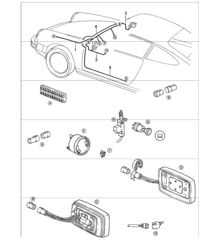 mazos de cables: espejo retrovisor, ajustable eléctricamente, sistema de cierre centralizado 911 1984-86
