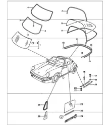 acristalamiento de ventana 911 TARGA / CABRIO 1987-89