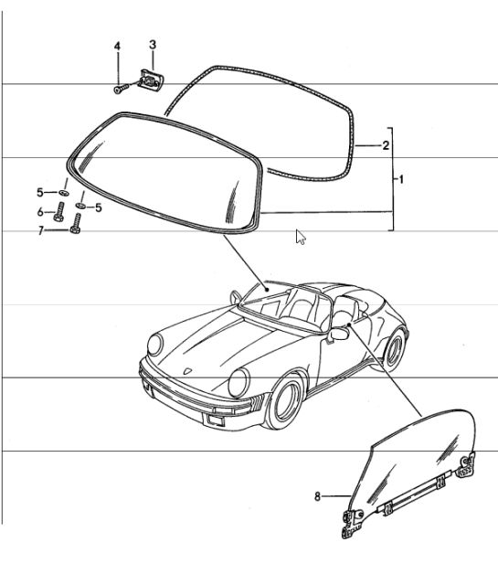 window glazing 911 SPEEDSTER 1987-89