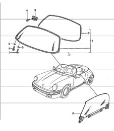 vitrage de fenêtre 911 SPEEDSTER 1987-89