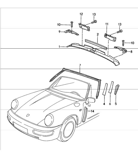 accessori telaio parabrezza 911 TARGA / CABRIO 1987-89