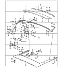 Hauptklappspriegel, Dachrahmen, Einzelteile 911 CABRIO 1987-89