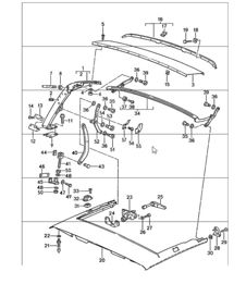 Hauptklappspriegel, Dachrahmen, Einzelteile 911 CABRIO 1987-89