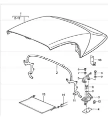 Notverdeck komplett, Hauptverdeckspriegel Einzelteile 911 SPEEDSTER 1989