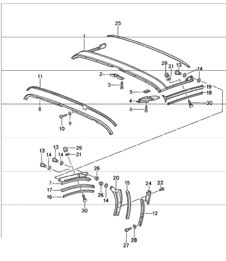 joint de capote rabattable de secours, cadre de toit 911 SPEEDSTER 1989