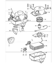 Klimaanlage, Verdampfergehäuse, Einzelteile 911 1987-89