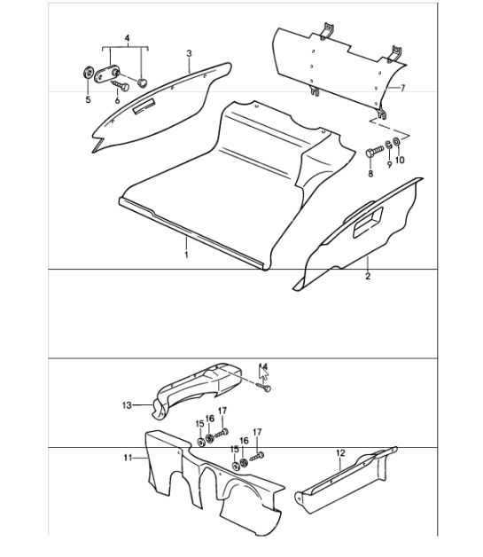 modello speciale design flatnose equipaggiamento interno vano bagagli ANTERIORE 911 TURBO M506 1988-89