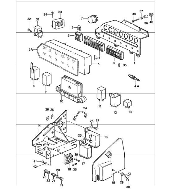 control units, relay, fuse box 911 1987-89