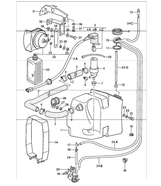 modelo especial flatnose design limpiaparabrisas bocina 911 TURBO M506 1988-89