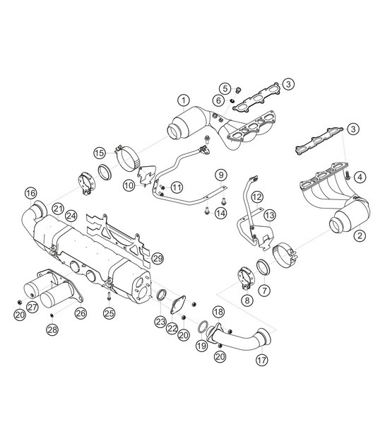 Diagram 2.2-05 Porsche 991 (911) MK1 2012-2016 Fuel System, Exhaust System