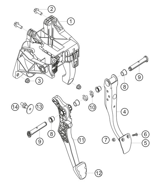 Diagram 7.7-01 Porsche 991 (911) MK1 2012-2016 手柄系统、踏板组 