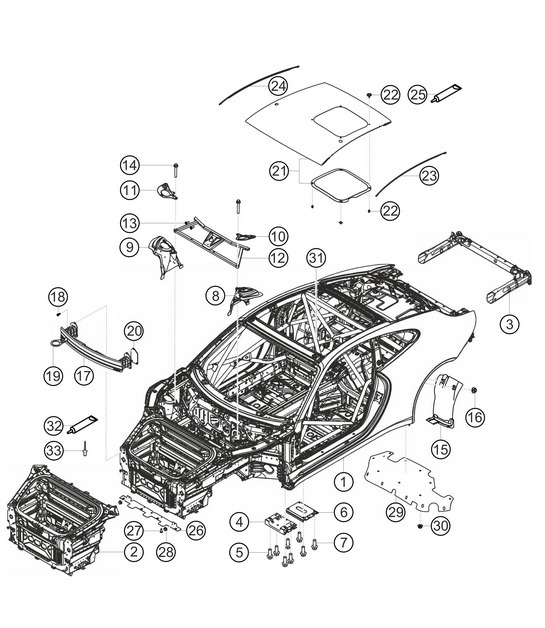 Diagram 8.8-01 Porsche 991 (911) MK1 2012-2016 Body