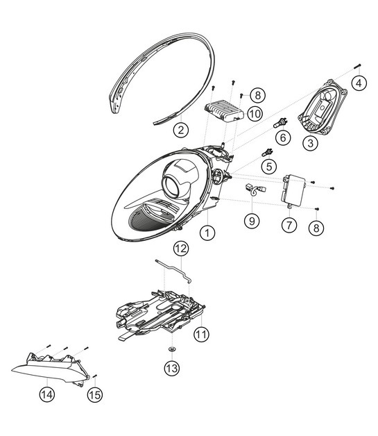 Diagram 9.9-08 Porsche 991 (911) MK1 2012-2016 Electrical equipment