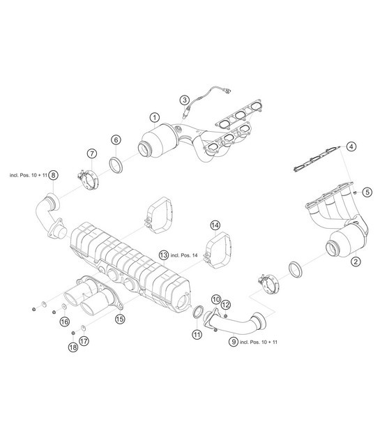 Diagram 2.2-05 Porsche 996 C4 3.6L 09/01-2005 Système de carburant, système d'échappement