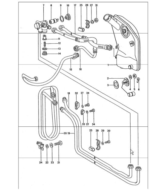 graissage moteur, serpentin de radiateur 911 TURBO 1975-77