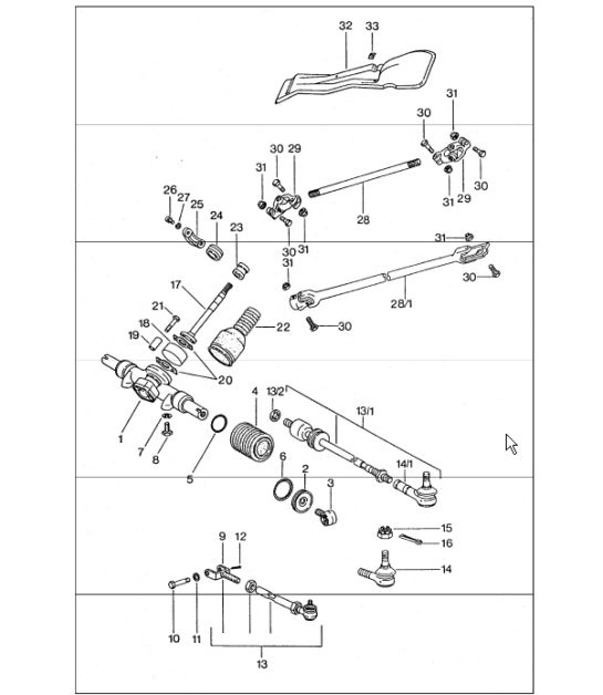 steering gear, steering linkage, tie rod 911 TURBO 1975-77