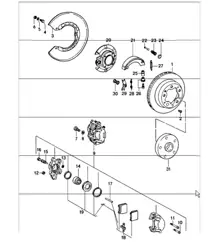 disc brake rear, handbrake 911 TURBO 1975-77