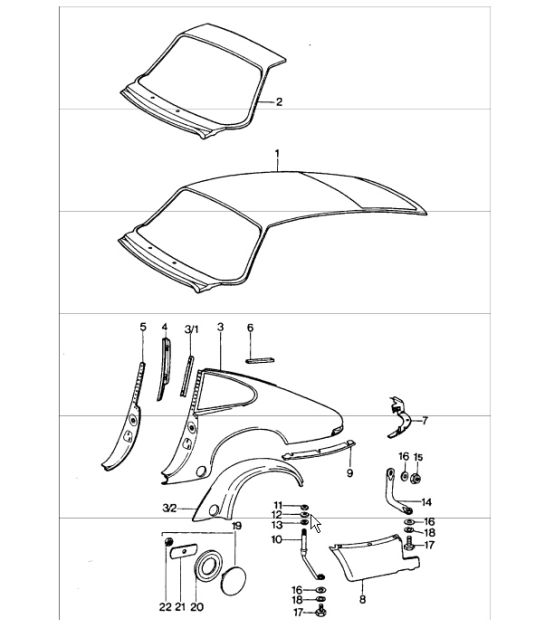 exterior panelling rear 911 TURBO 1975-77