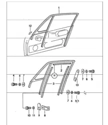 door glass frame 911 TURBO 1975-77