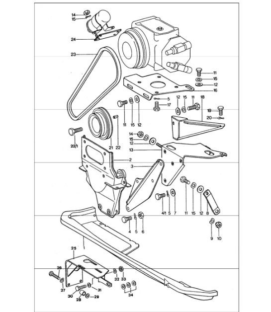 condizionatore d'aria, compressore, meccanismo di azionamento, montaggio 911 TURBO 1975-77