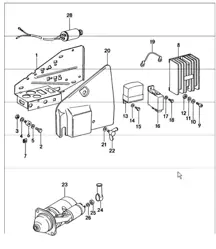 mounting plate, starter, switch unit 911 TURBO 1975-77