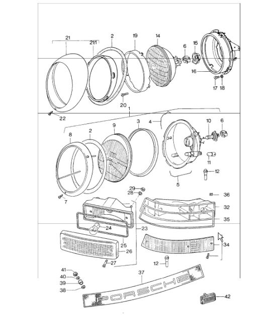 headlamp lights 911 TURBO 1975-77