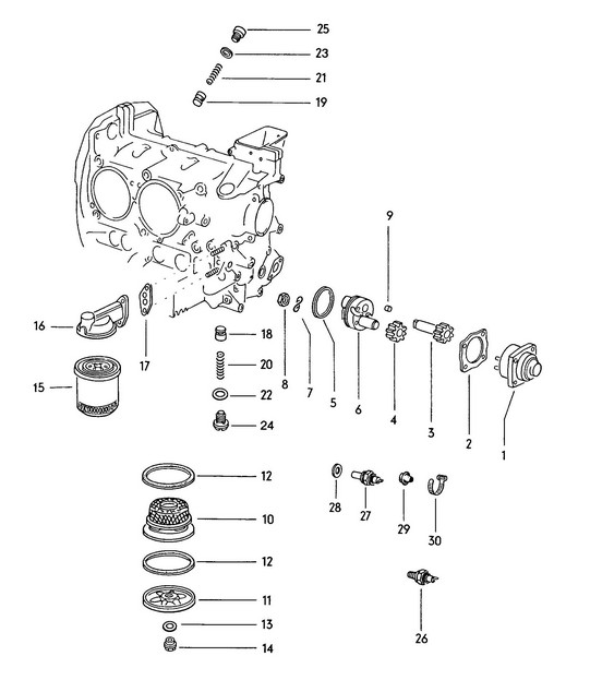 Motorschmierung / Ölpumpe / Ölfilter / Ölsieb 914 1970-76