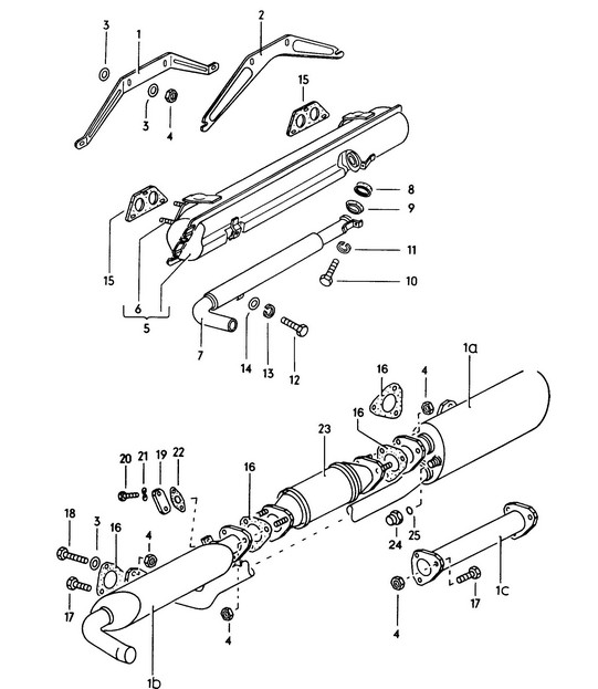 Impianto di scarico / Silenziatore di scarico 914-4/1,7 e 914-1,8V/1,8 1970-76