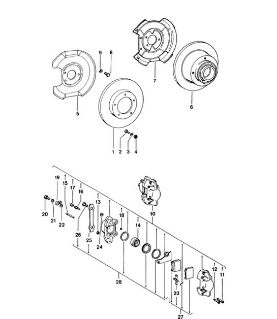 Diagram 602-000 Porsche Panamera Turbo V8 4.8L (520 PS) Räder, Bremsen