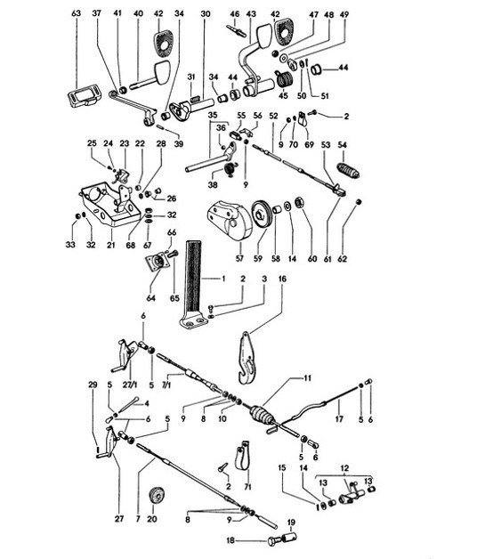 Diagram 702-000 Porsche 996 C4S 3.6L 09/01-2005 Sistema de palanca manual, conjunto de pedales 