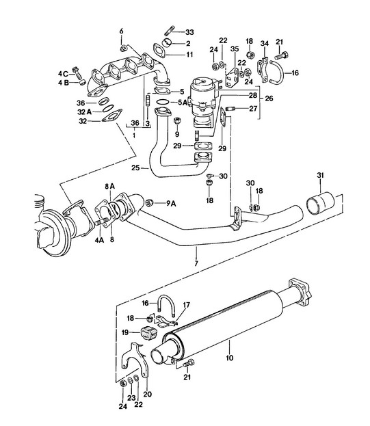 Impianto di scarico / Marmitta anteriore 924 TURBO/GT 1980 - 1985
