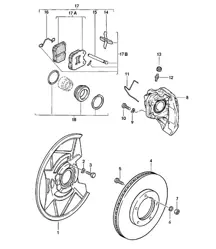 Disc brake / Front axle 924 (M741) Turbo / GT 1980 -1985