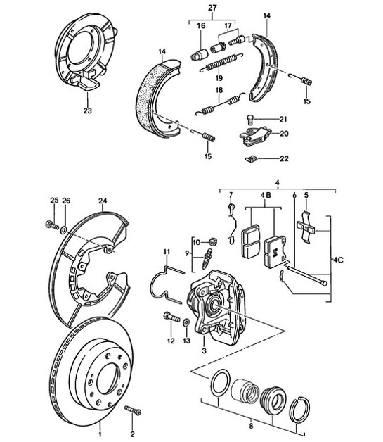 Diagram 603-010 Porsche 924 (1977-1988) Räder, Bremsen