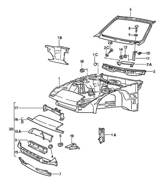Diagram 801-010 Porsche 924 (1977-1988) Body