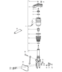 Suspension / Spring strut (PR:1BK, PASM) Cayenne 9PA (955) 2003-06