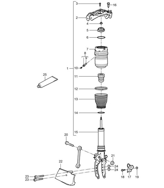 Diagram 402-01 Porsche Cayenne MK2 (957) 2007-2010 Vorderachse, Lenkung 