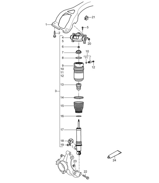 Suspension / Cross member / Spring strut (PR:1BL, PASM) Cayenne 9PA (955) 2003-06