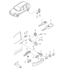 Door handle, exterior / Door lock - Front - Cayenne 9PA (955) 2003-06