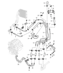 Heizung mit Zusatzklimaanlage / Vorlaufleitung / Rücklaufleitung (Modell: ID9K/D9L/9AH) Cayenne 9PA (955) 4.5L 2003-06