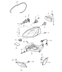 Headlamp / Direction indicator light / Fog headlamp Cayenne 9PA (955) 2003-06