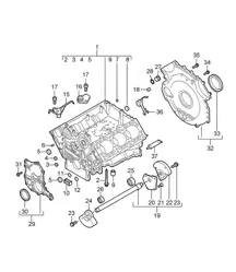 Alloggiamento basamento / Parti singole (Modello: 059D) Cayenne 9PA1 (957) 3.0L Diesel 2007-10