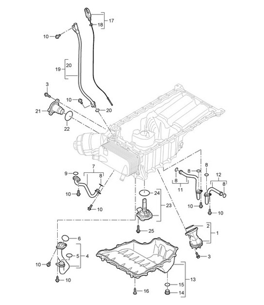 Diagram 104-010 Porsche Cayenne 9PA1 (957) 2007-2010 Engine