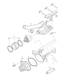Coolant pump / Thermostat housing (Model: 4801,4851) Cayenne 9PA1 (957) 4.8L 2007-10
