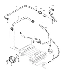 Drosselklappenadapter / Tankentlüftung / Entlüftungsleitung / Kurbelgehäuse (Modell: 5501) Cayenne 9PA1 (957) 3.6L 2007-10