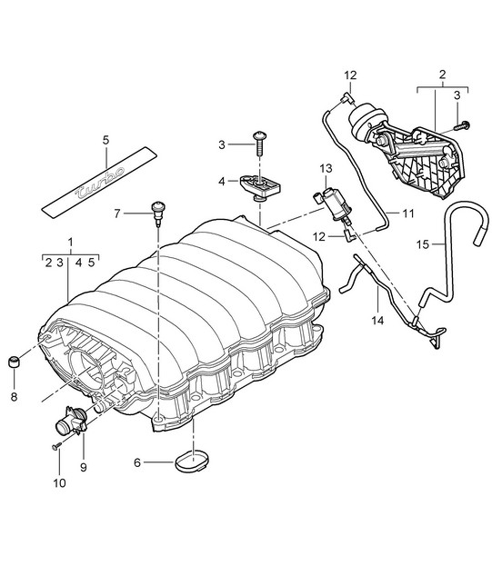 Intake air distributor (Model: 4801,4851) Cayenne 9PA1 (957) 4.8L 2007-10